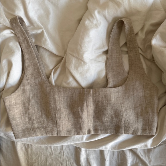 Paris Georgia Linen Nina Bralette Top Size Medium - Picture 2 of 4